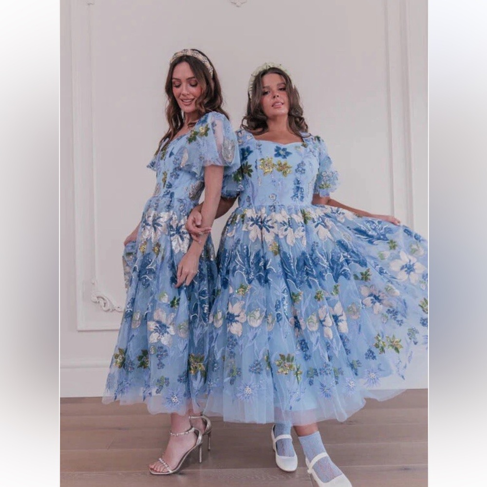 JessaKae Blue Floral Midi Dress